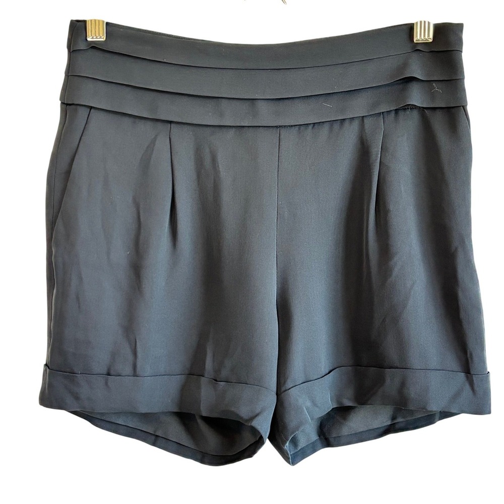 NEW Haute Hippie Silk Shorts Midnight Blue Size‎ 2 Tiered Waist Pleated Elegant